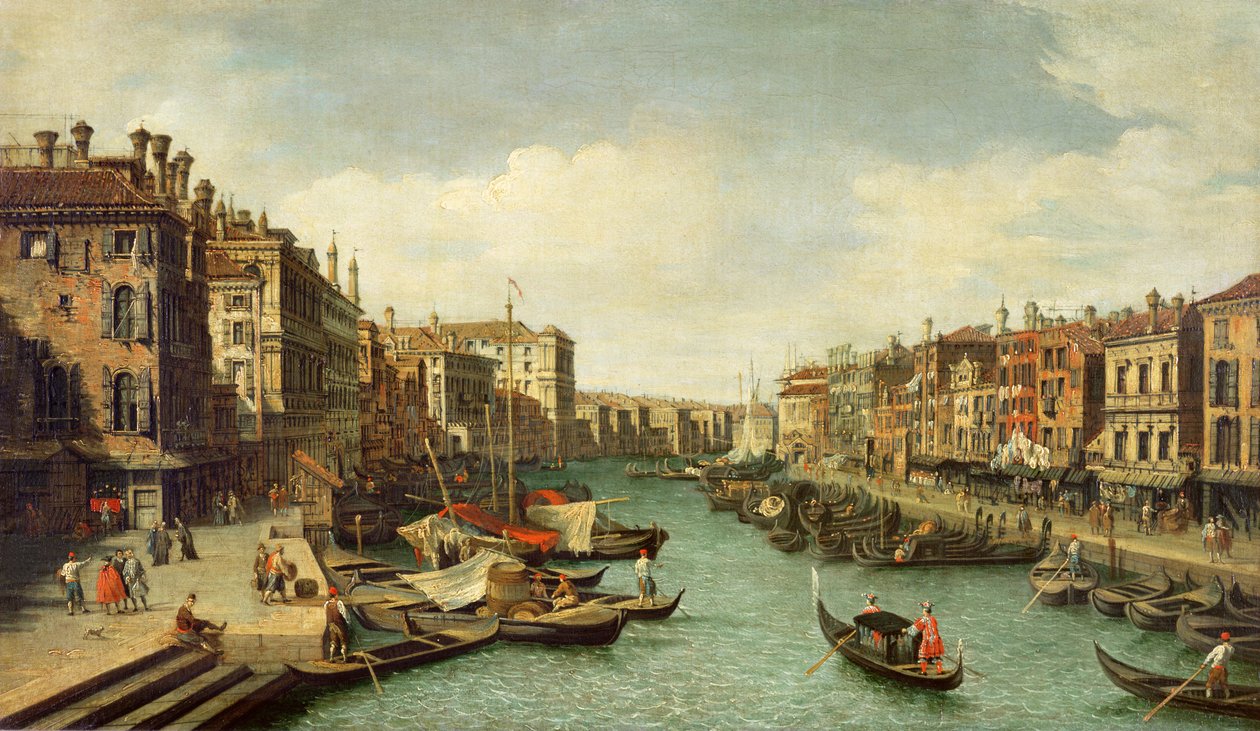 A Grand Canal a Rialto-híd közelében, Velence, 1730 körül alkotó: Giovanni Antonio Canal