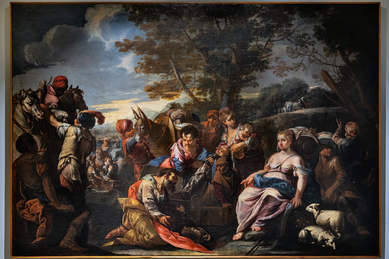 Lábán a Ráhel által elrejtett bálványokat keresi, XVIII. század eleje (olaj, vászon) alkotó: Giovanni Antonio De (1671–1751) Pieri