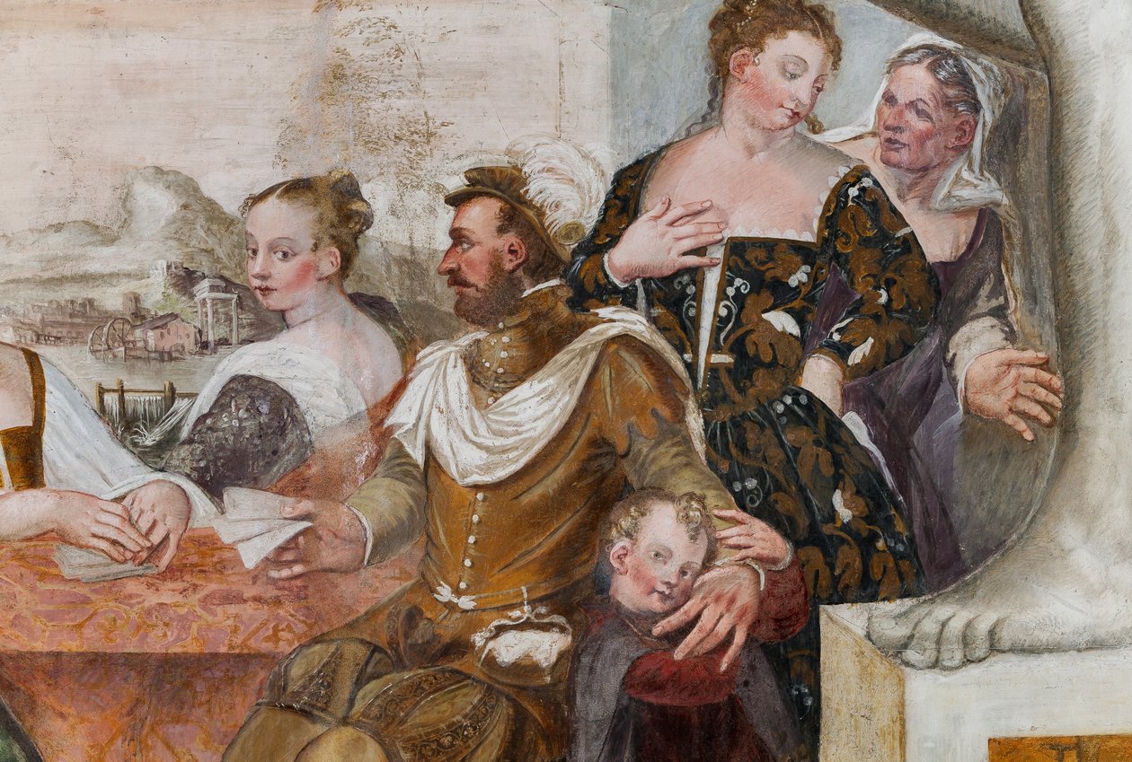 Kártyajáték, Főterem, 1570 körül (freskó) alkotó: Giovanni Antonio Fasolo