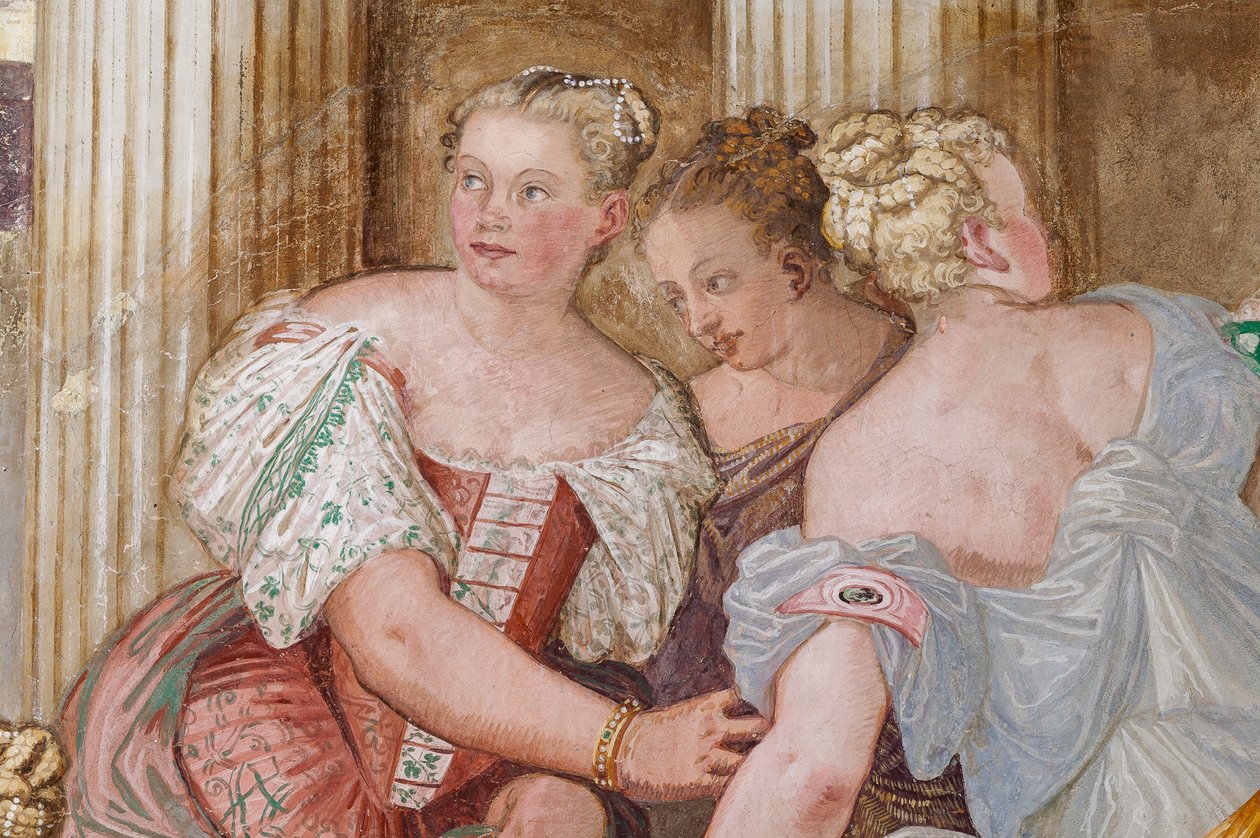 Női alak, Scipio kegyelme részlete, Kandalló szoba, 1560-65 körül (freskó) alkotó: Giovanni Antonio Fasolo