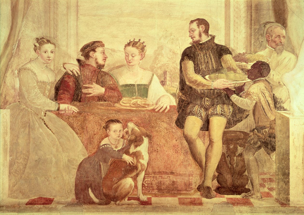 A bankett, figurák részlete az asztalnál alkotó: Giovanni Antonio Fasolo