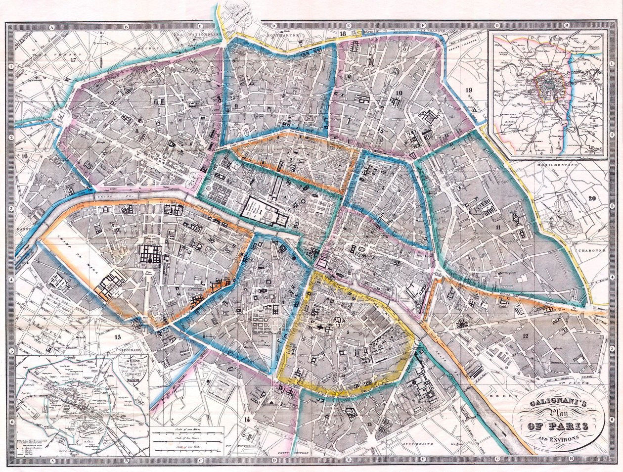 Párizs antik térképe alkotó: Giovanni Antonio Galignani