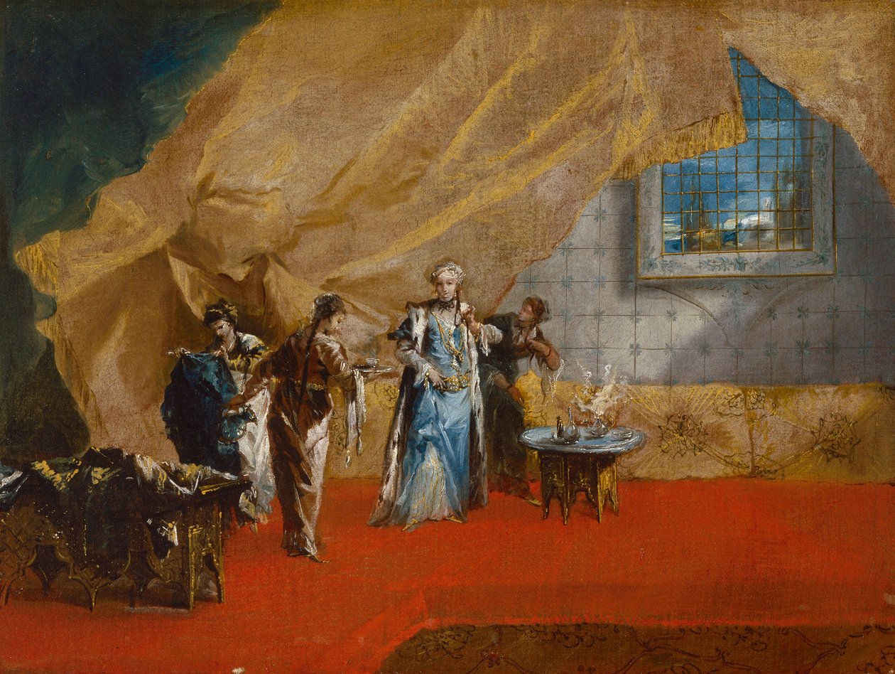 Egy szultána kávézik a háremben alkotó: Giovanni Antonio Guardi