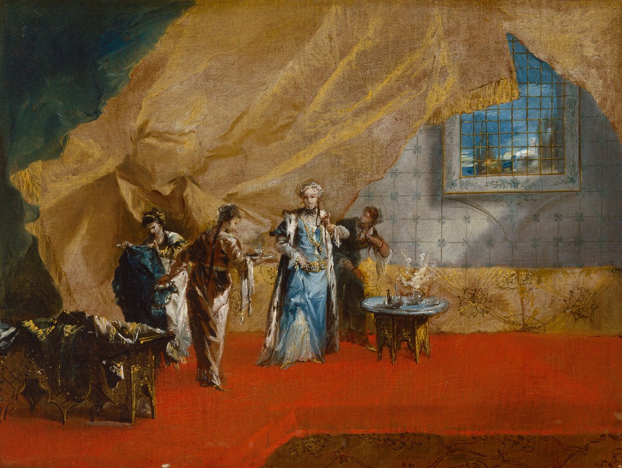 Belső tér: A szultána kávézik a háremben alkotó: Giovanni Antonio Guardi