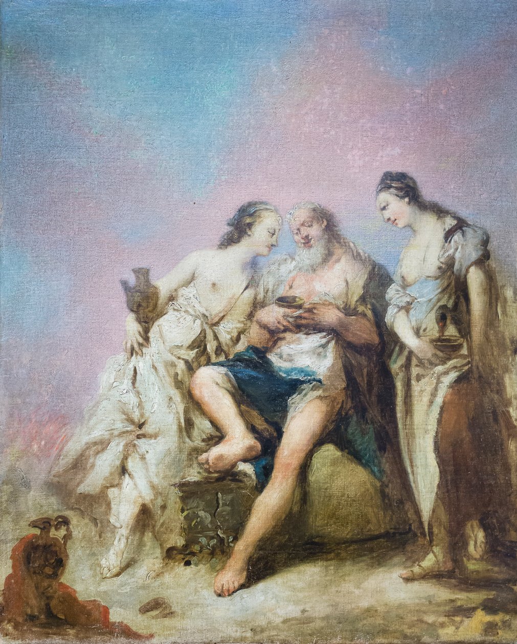 Lot és lányai (olaj, vászon) alkotó: Giovanni Antonio Guardi