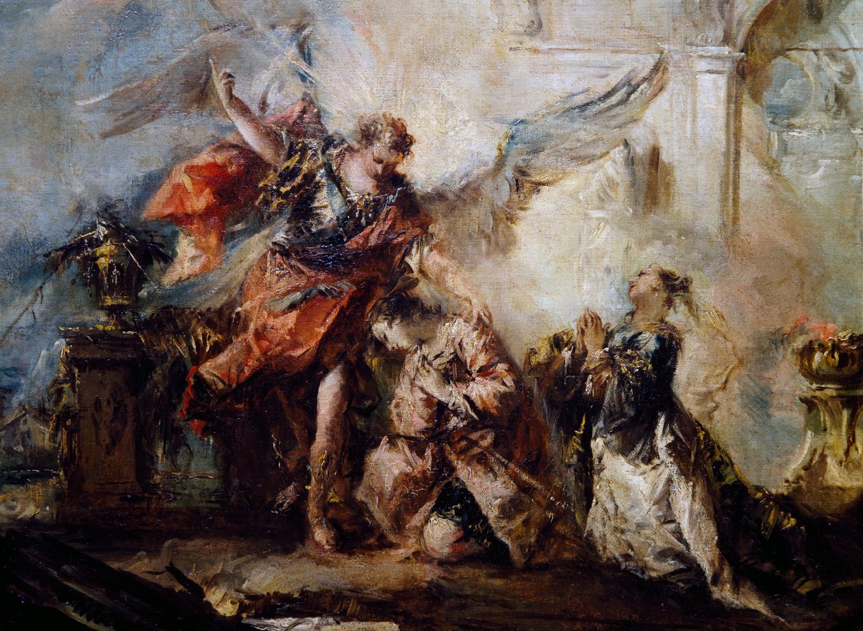Az angyal megáldja Tóbiást, részlet a Tóbiás házasságából, jobb rész alkotó: Giovanni Antonio Guardi