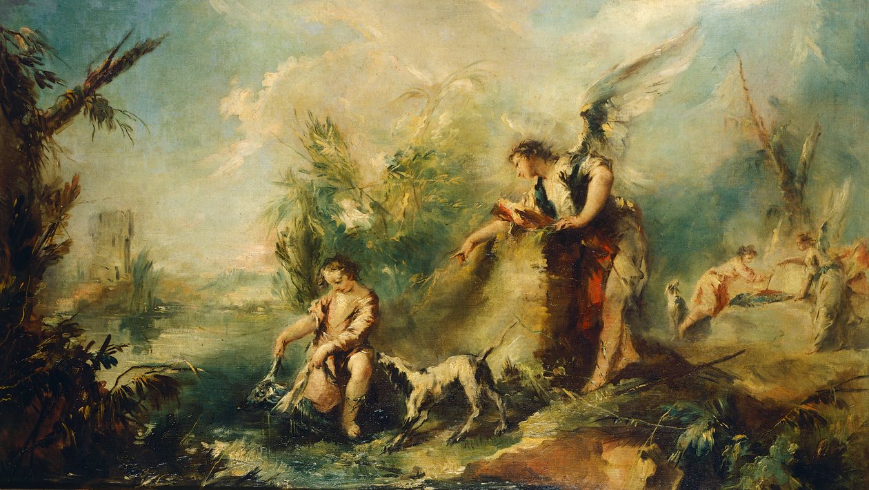 Tobias és Fish, részlet alkotó: Giovanni Antonio Guardi