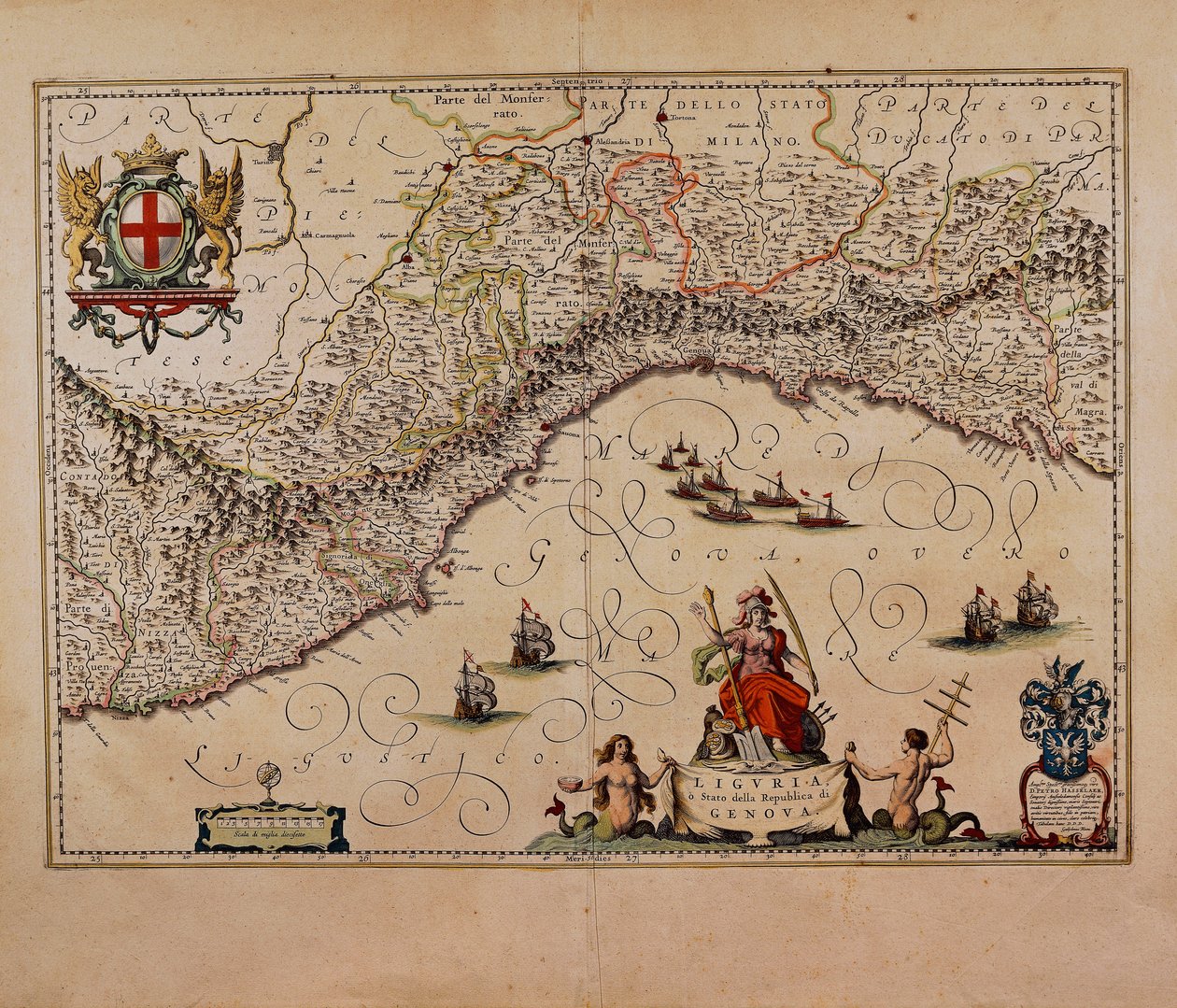Liguria régió térképe, Giovanni Antonio Magini alkotó: Giovanni Antonio Magini