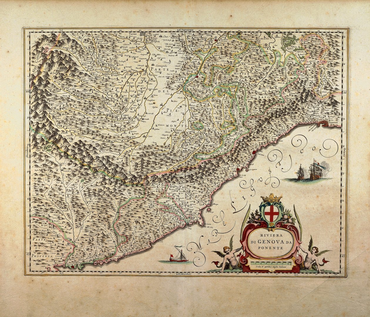 Nyugat-Liguria régió térképe, Giovanni Antonio Magini alkotó: Giovanni Antonio Magini