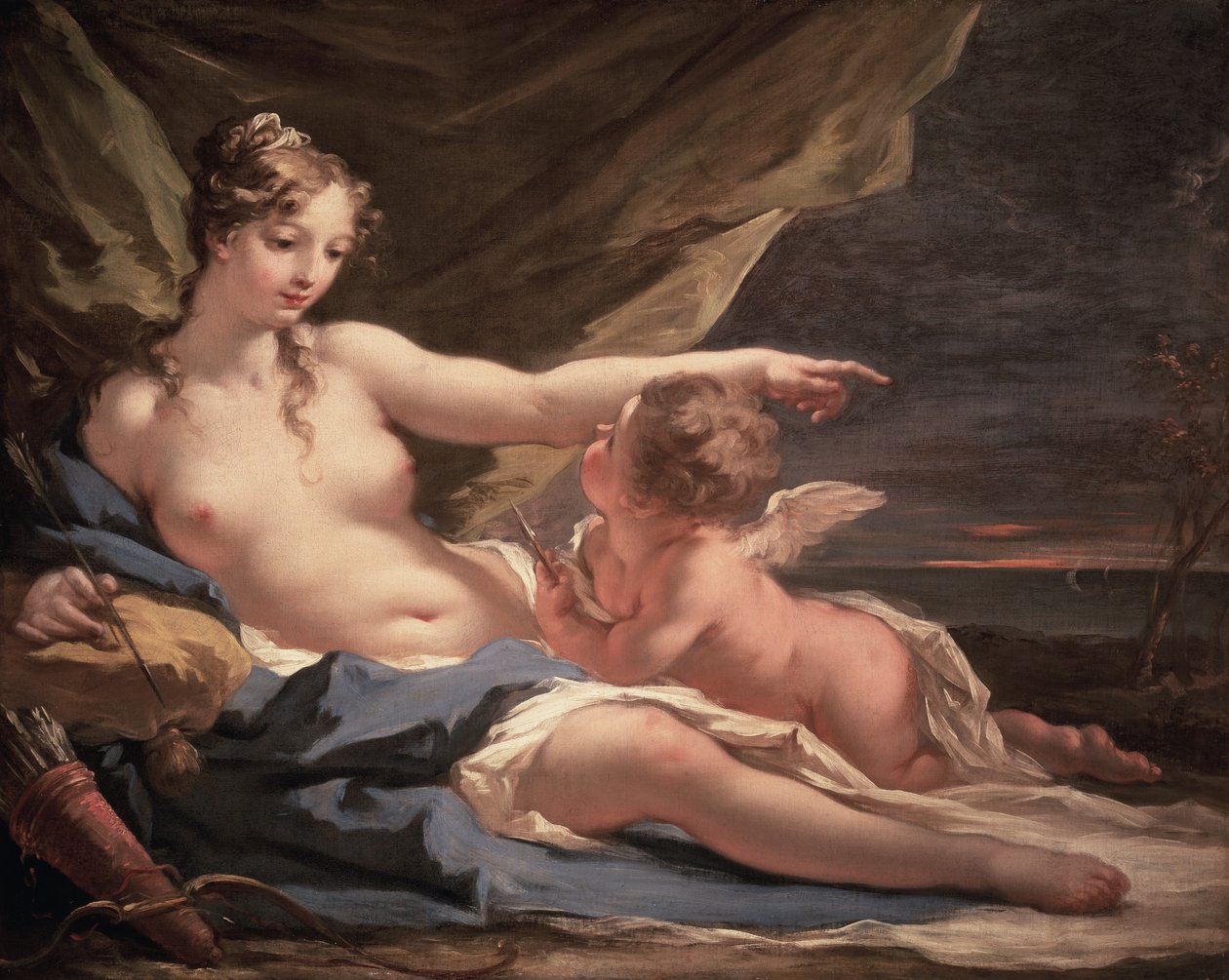 Vénusz és Ámor (olaj, vászon) alkotó: Giovanni Antonio Pellegrini