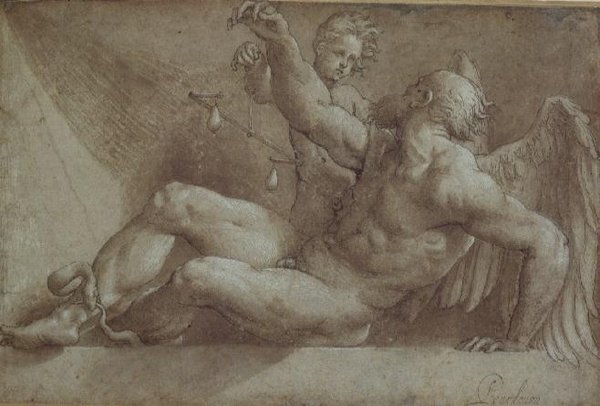 Az idő allegóriája (rajz) alkotó: Giovanni Antonio Pordenone