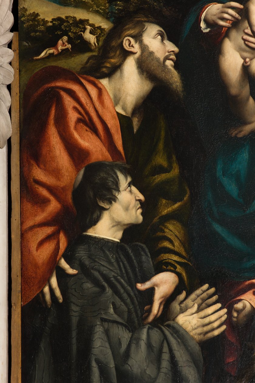 Szent Katalin, Madonna és Gyermek oltára Szent Fülöp és Jakab és az adományozó Giacomo Schizzi között, Il Pordenone 1522, Részlet alkotó: Giovanni Antonio Pordenone