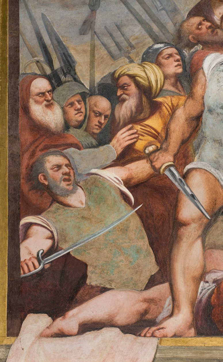 Középfolyosó, első déli szakasz, Krisztus a keresztre szegezve, a Pordenone alkotó: Giovanni Antonio Pordenone