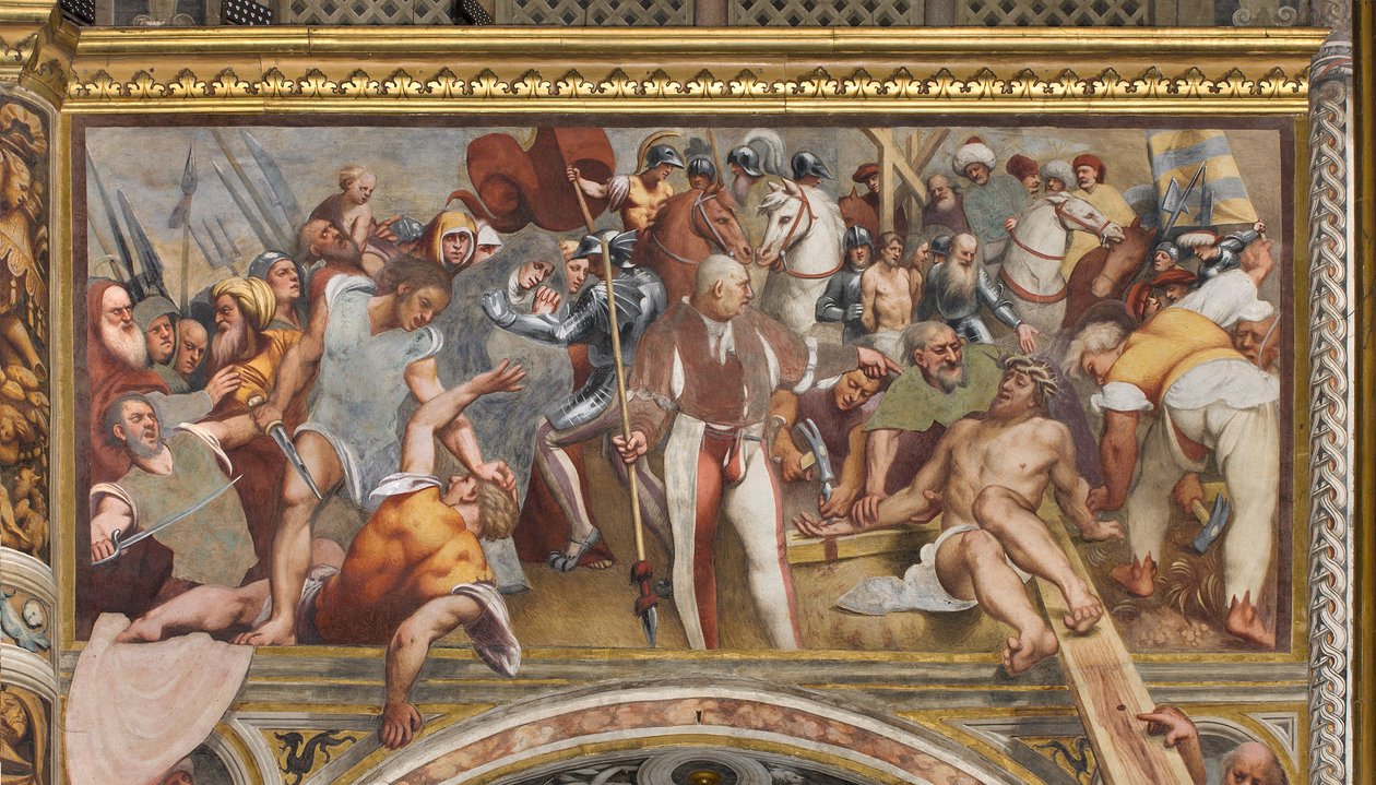 Középfolyosó, első déli szakasz, Krisztus a keresztre szegezve, a Pordenone alkotó: Giovanni Antonio Pordenone