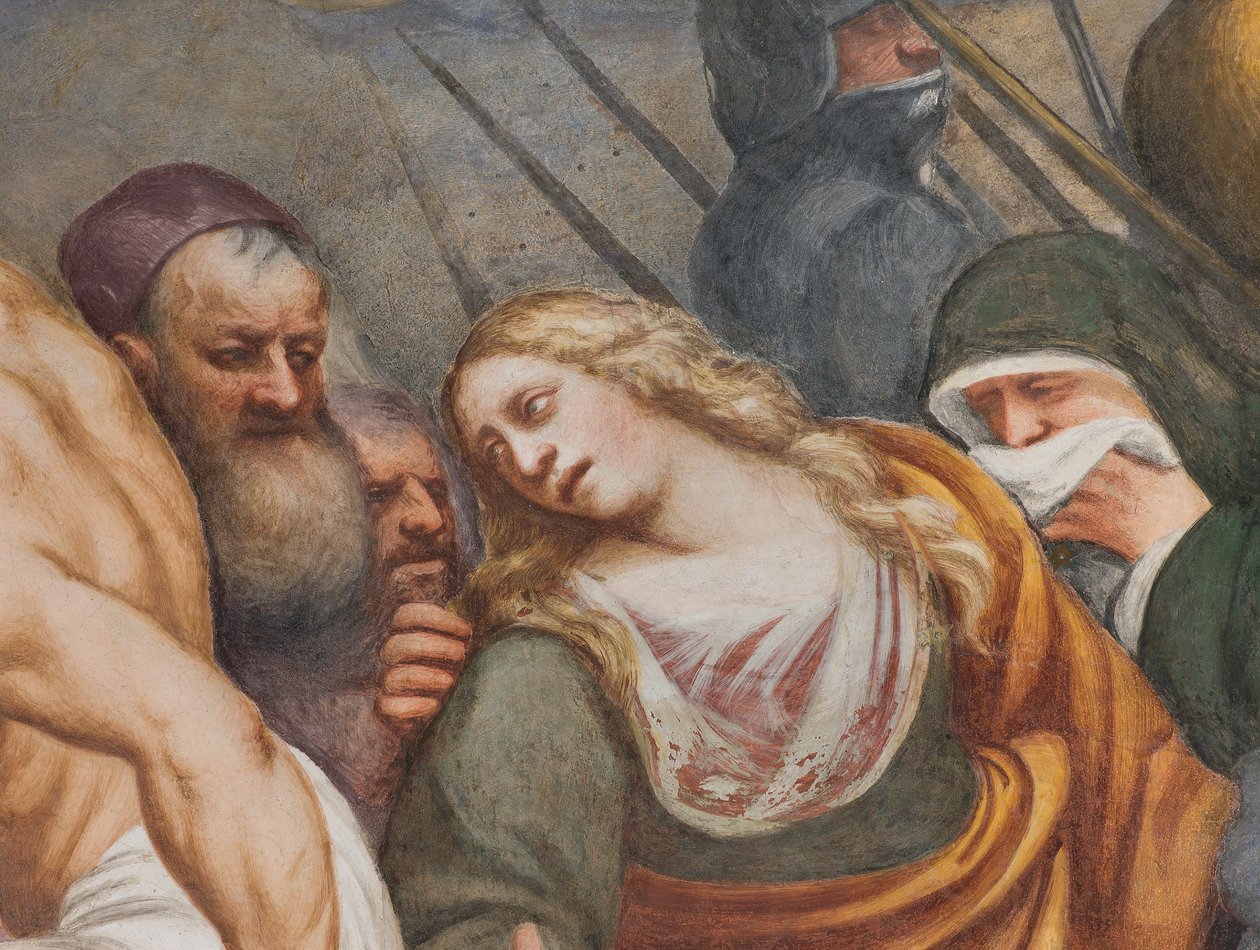 Középső hajó, második déli szakasz, Jézus elesik a kereszt alatt, Il Pordenone alkotó: Giovanni Antonio Pordenone