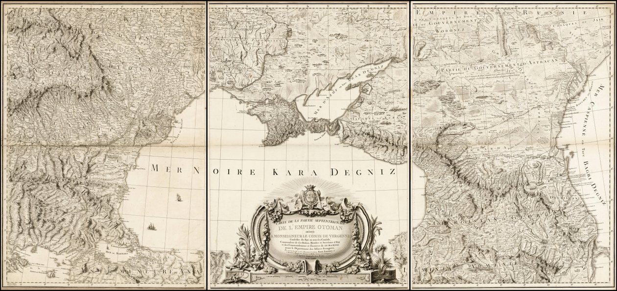 1774-es térkép a Fekete-tengerről a Török és az Orosz Birodalom szomszédos részeivel. alkotó: Giovanni Antonio Rizzi Zannoni