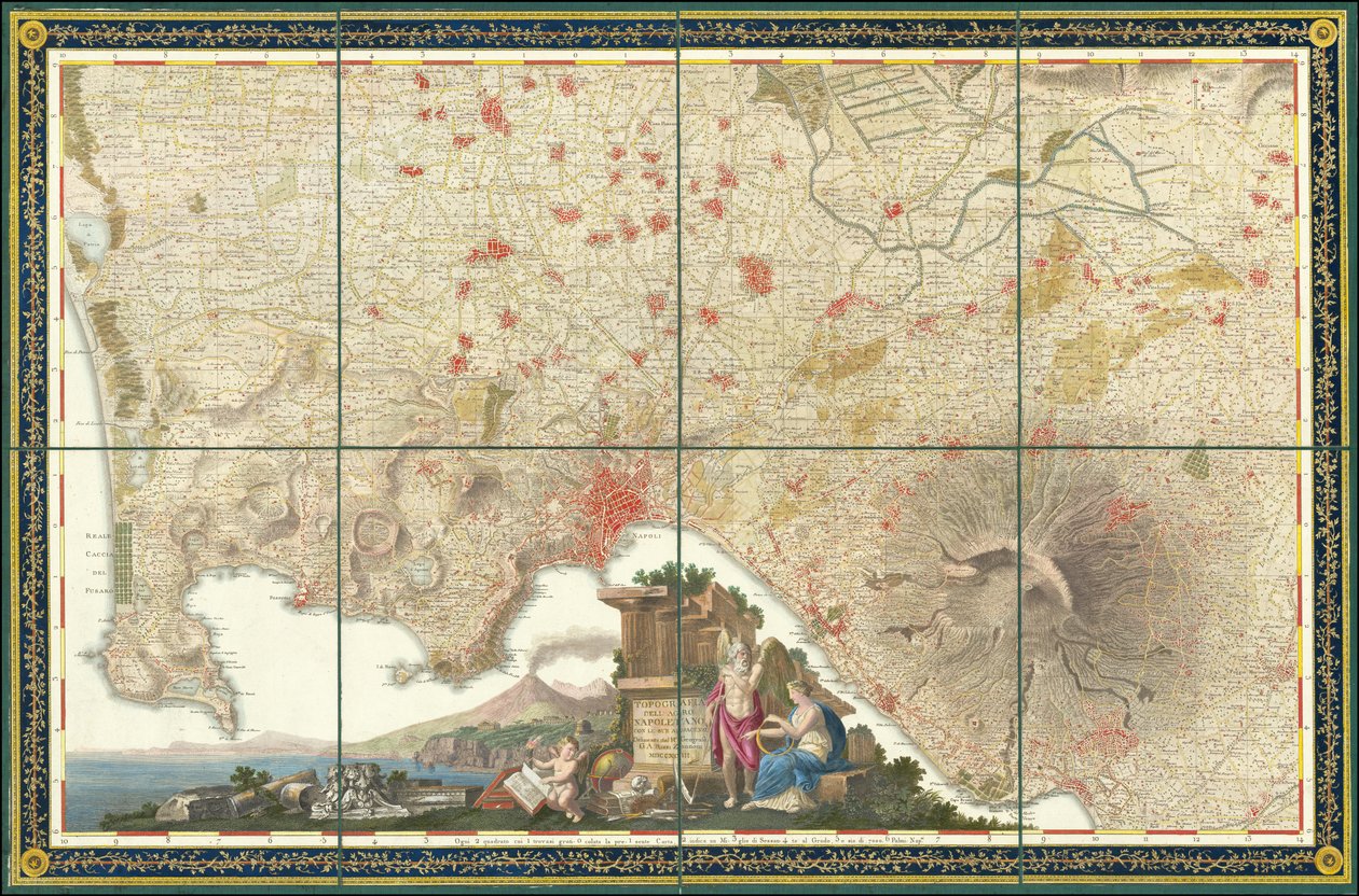 1793-as Nápoly környékének térképe alkotó: Giovanni Antonio Rizzi Zannoni