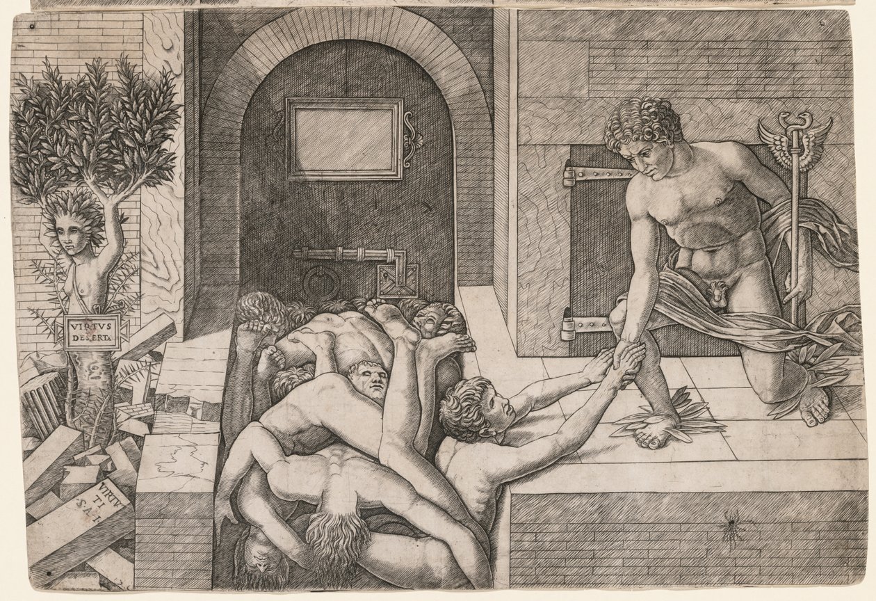Az emberiség megmentésének allegóriája: Virtus Deserta, c. 1500-1505. alkotó: Giovanni Antonio da Brescia