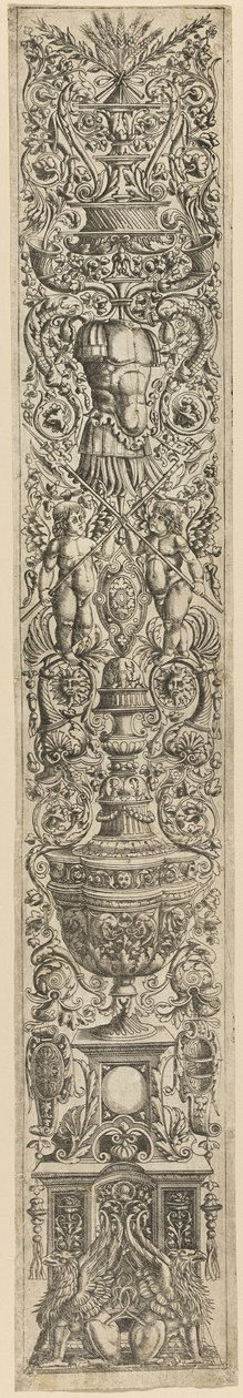 Griffins és két Cupids keresztező Halberds, lemez öt tizenkét dísz Panels alkotó: Giovanni Antonio da Brescia