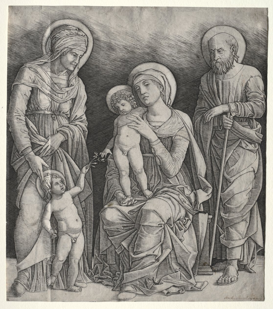 Szent Család Szent Erzsébettel és a csecsemő Keresztelő Szent Jánossal alkotó: Giovanni Antonio da Brescia