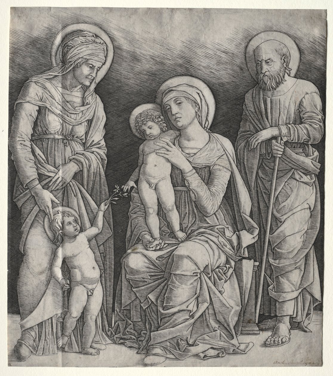 Szent Család Szent Erzsébettel és a csecsemő Keresztelő Szent Jánossal, c. 1500. alkotó: Giovanni Antonio da Brescia