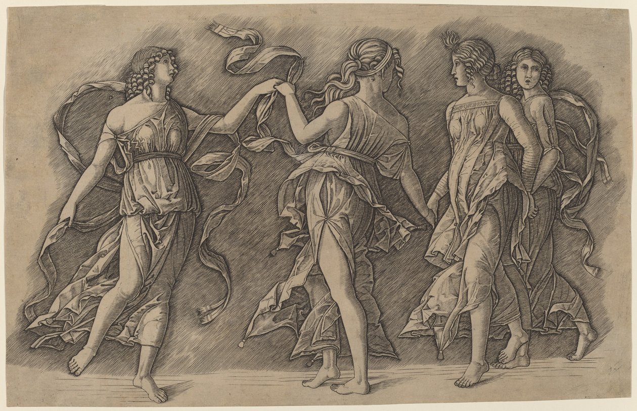 Négy táncoló múzsa alkotó: Giovanni Antonio da Brescia, after Andrea Mantegna