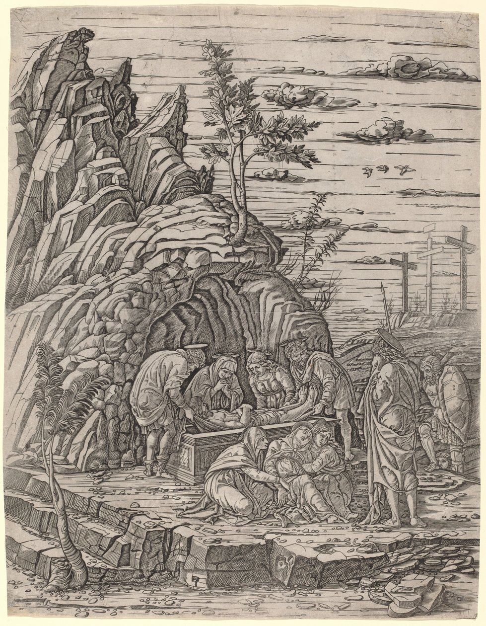 A síremlék három madárral alkotó: Giovanni Antonio da Brescia, after Andrea Mantegna