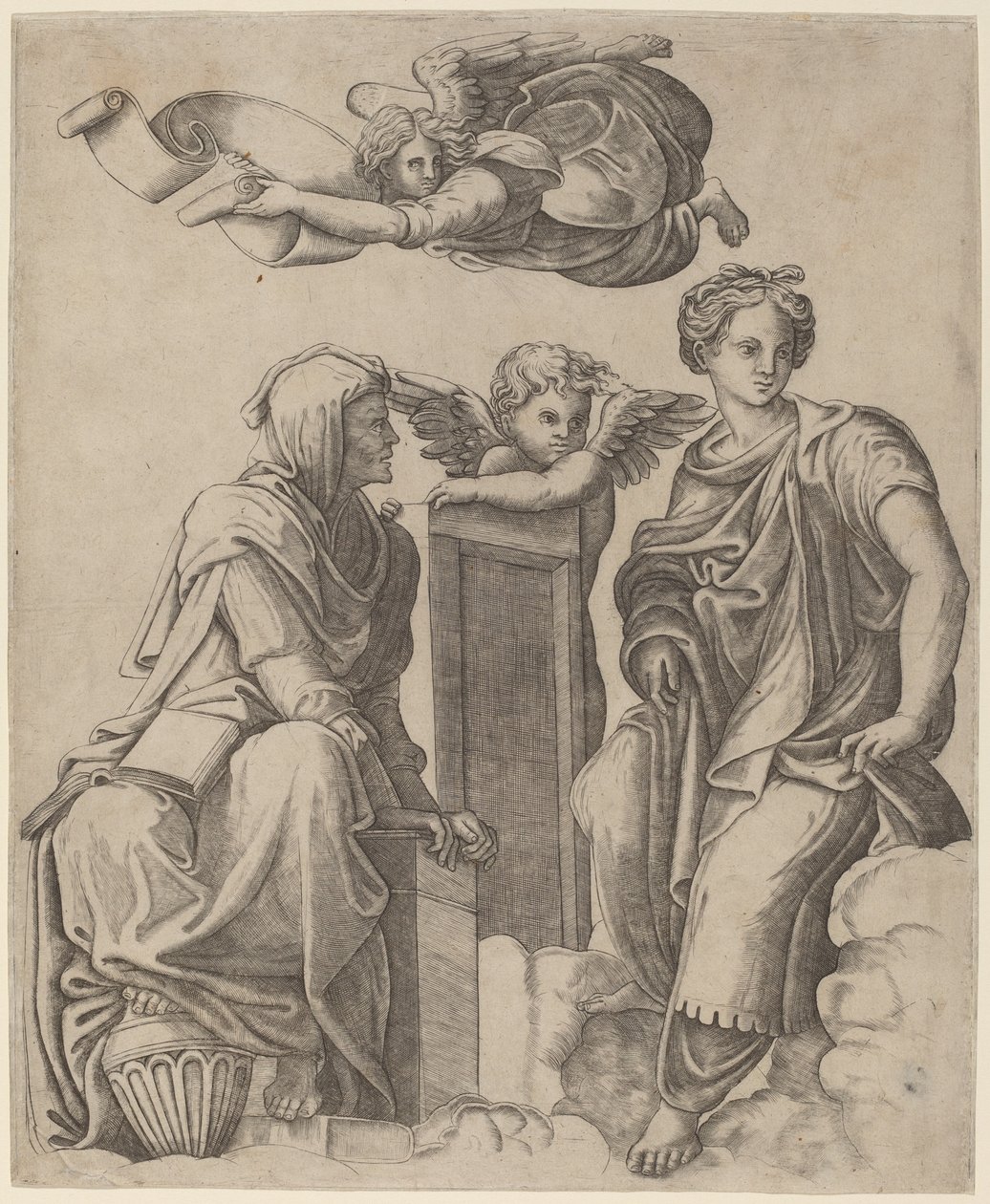 Két Sibilla és egy angyal alkotó: Giovanni Antonio da Brescia after Raphael