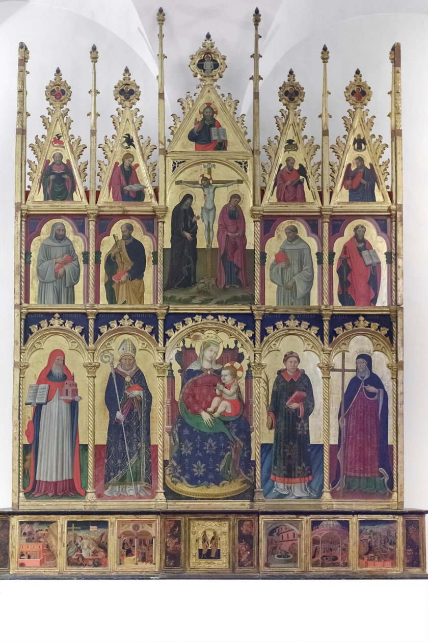 Madonna a gyermekkel a szentek között Jeromos, Benedek alkotó: Giovanni Antonio da Pesaro