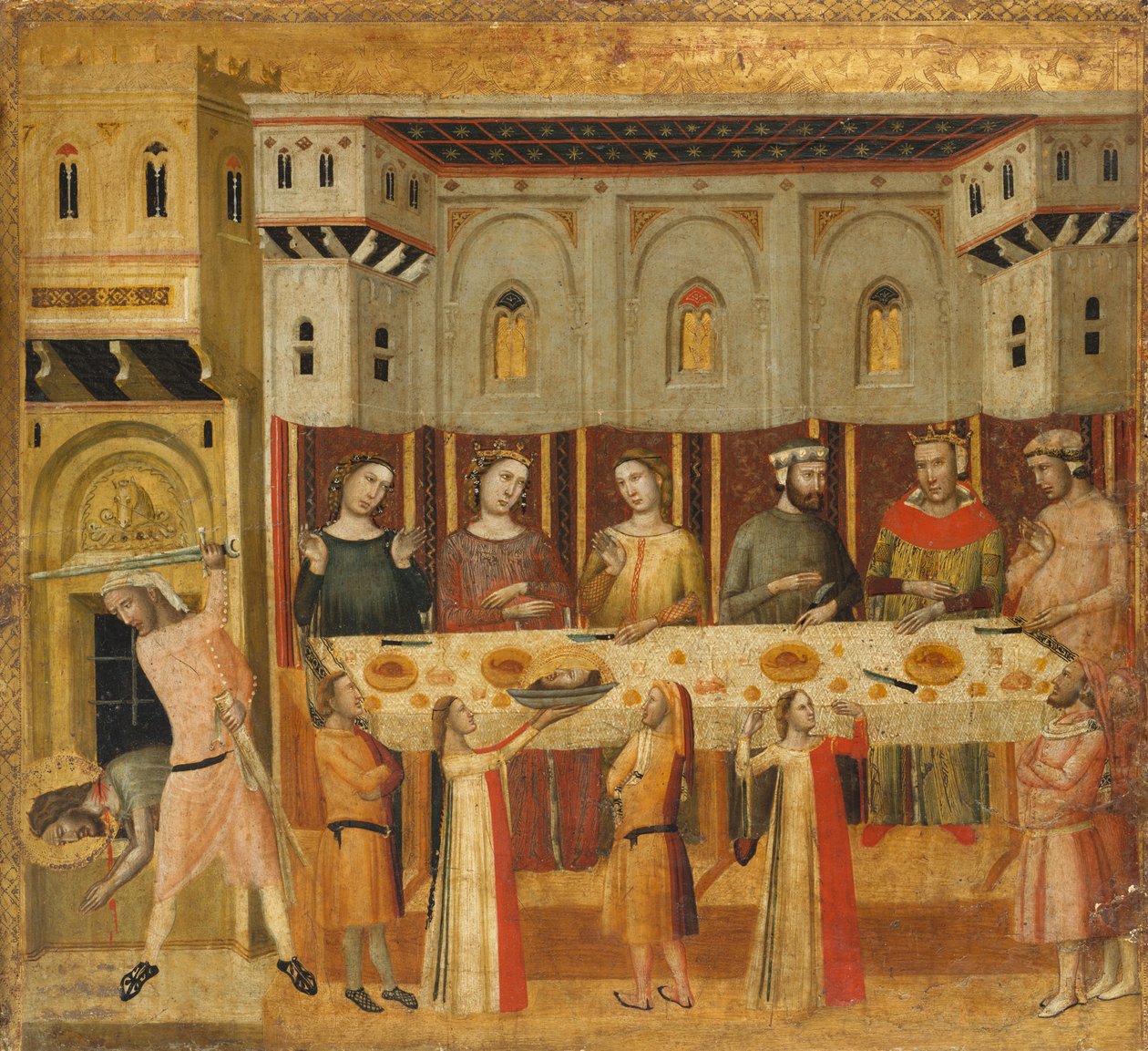 Heródes ünnepe és a Keresztelő lefejezése, kb. 1330-35. alkotó: Giovanni Baronzio