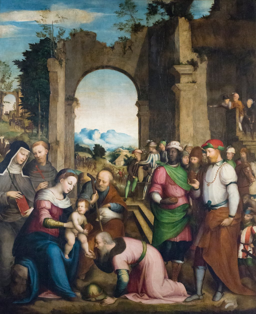 A bölcsek imádása Szent Klárával és Ferenccel, 1510 körül (olaj, tábla) alkotó: Giovanni Battista (1489 1561) Volponi