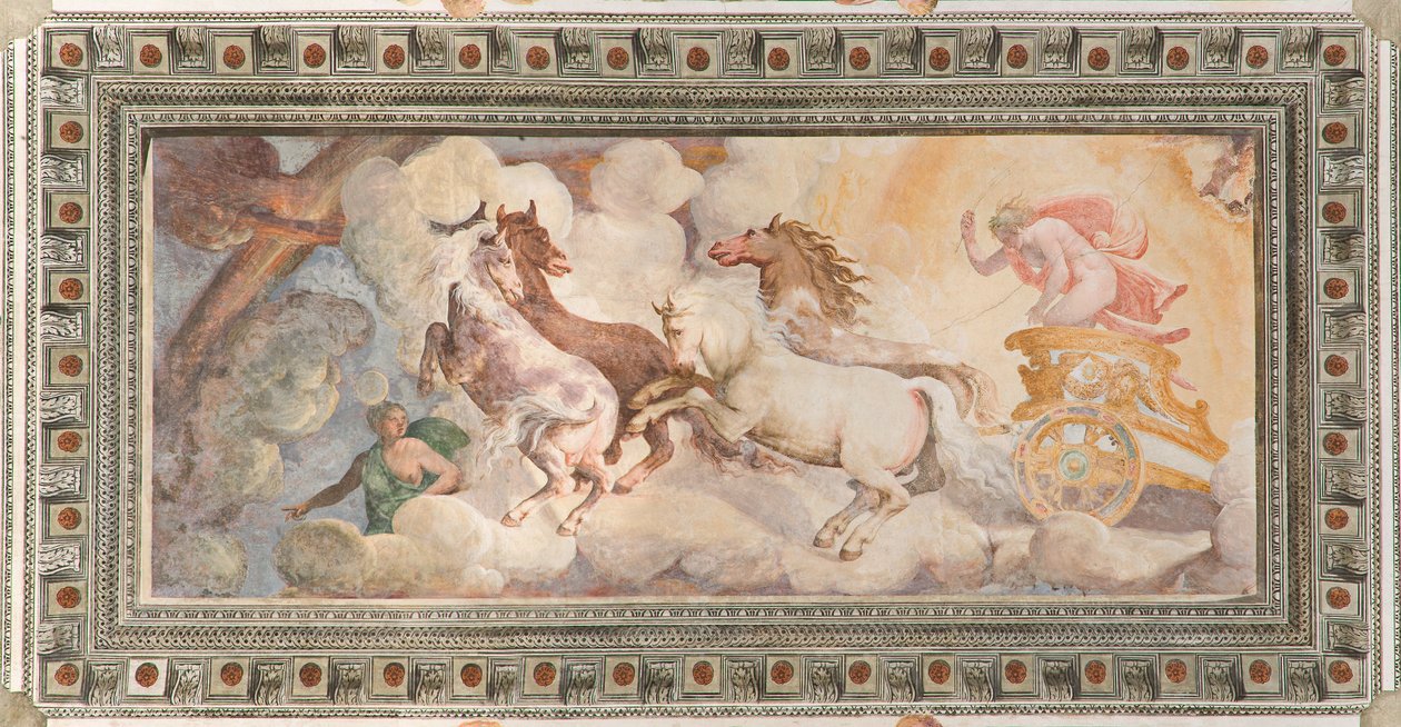 A Nap szekere Apollo által, Apollo Loggia, 1560 körül (freskó) alkotó: Giovanni Battista and Cambiaso Luca Castello