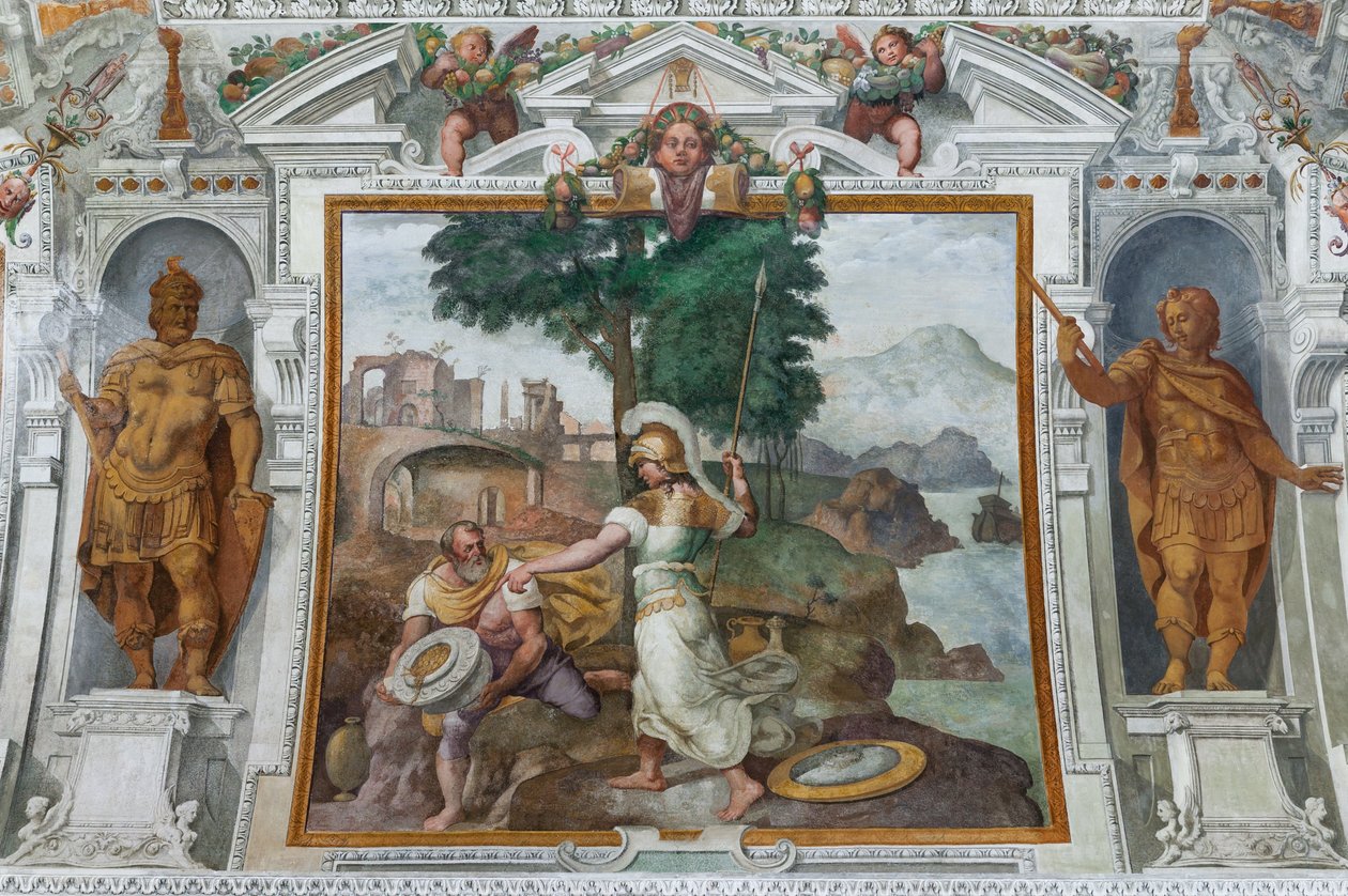 Ulysses és Minerva, 1560 körül (freskó) alkotó: Giovanni Battista Castello