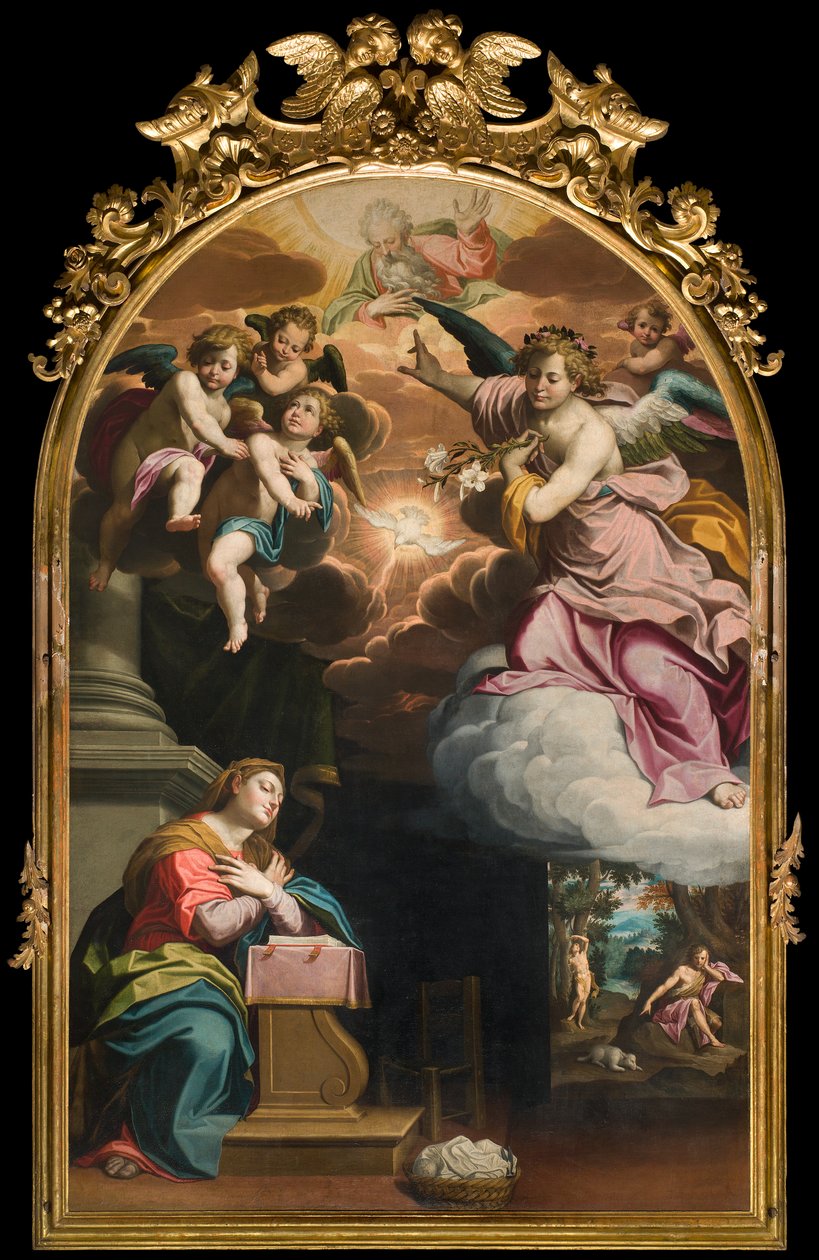 Déli kereszthajó, Angyali üdvözlet oltárja, Giovanni Battista Trotti oltárképe, Il Malosso néven 1594 alkotó: Giovanni Battista Trotti