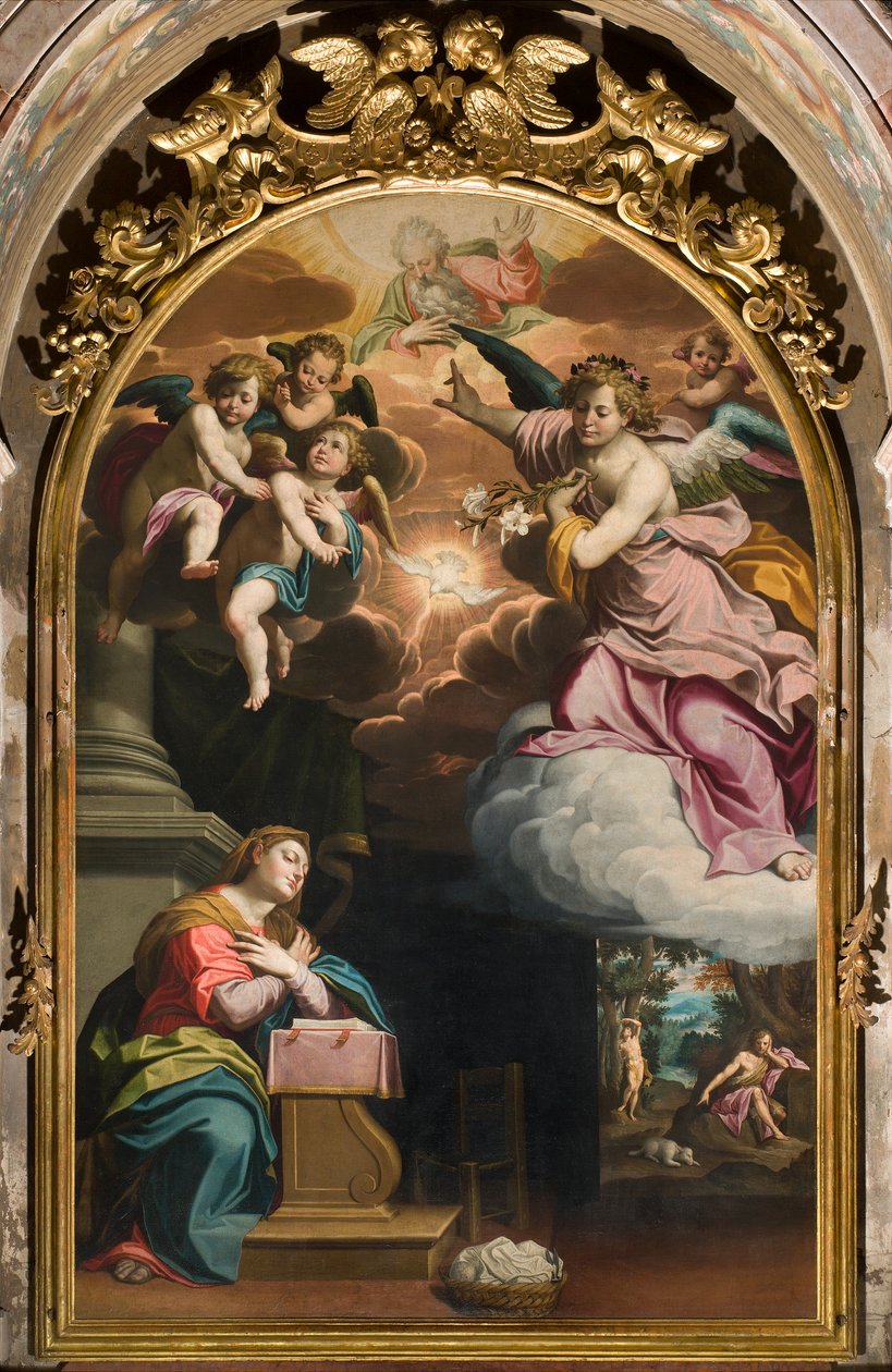 Déli kereszthajó, Angyali üdvözlet oltárja, Giovanni Battista Trotti oltárképe, Il Malosso néven 1594 alkotó: Giovanni Battista Trotti