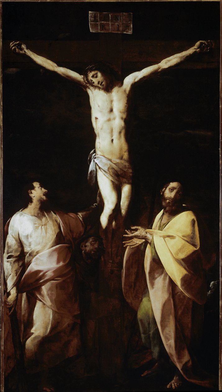 Keresztre feszítés Szent Jakabbal, Szent Fülöppel és Szent Ferenccel (olaj, vászon alkotó: Giovanni Battista  Crespi