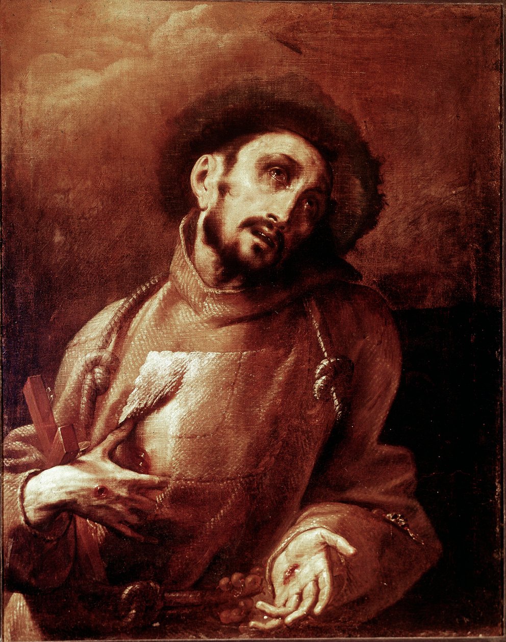 Assisi Szent Ferenc extázisban Giovan (Giovanni) festménye Battista Crespi dit Il Cerano (kb. 1575-1632) Méret: 93,5x74 cm Milánó, Brera Művészeti Galéria alkotó: Giovanni Battista  Crespi