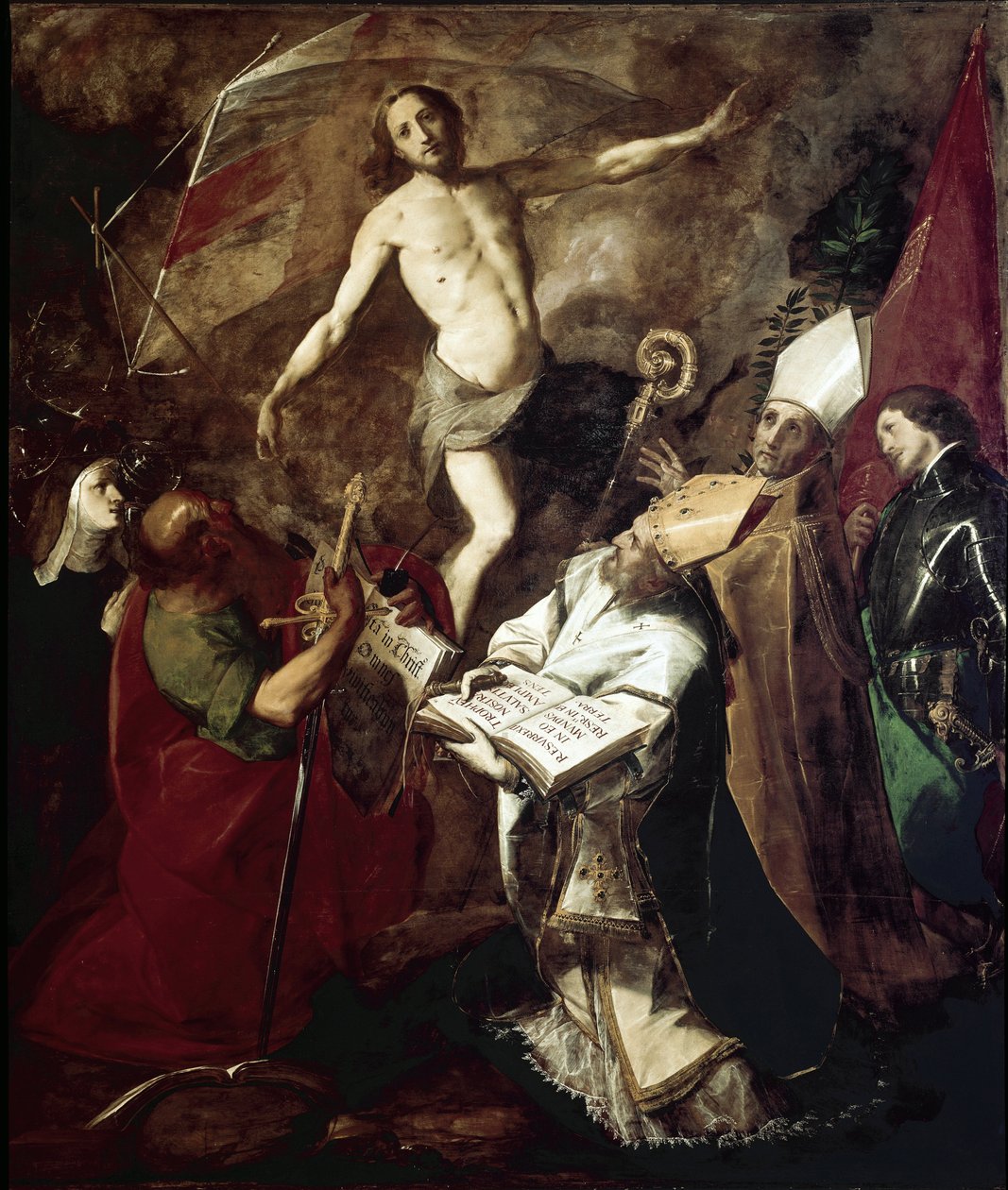 A feltámadás szentekkel (olaj, vászon alkotó: Giovanni Battista  Crespi