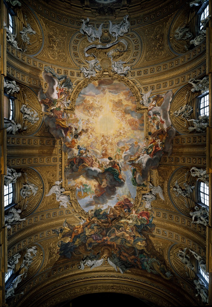 Jézus Szent Nevének diadala Giovan Battista Gaulli Baciccia (1639-1709) hajófreskója Róma, Chiesa del Gesu (Gesu templom vagy Jézus Szent Nevének temploma) Olaszország alkotó: Giovanni Battista  Gaulli