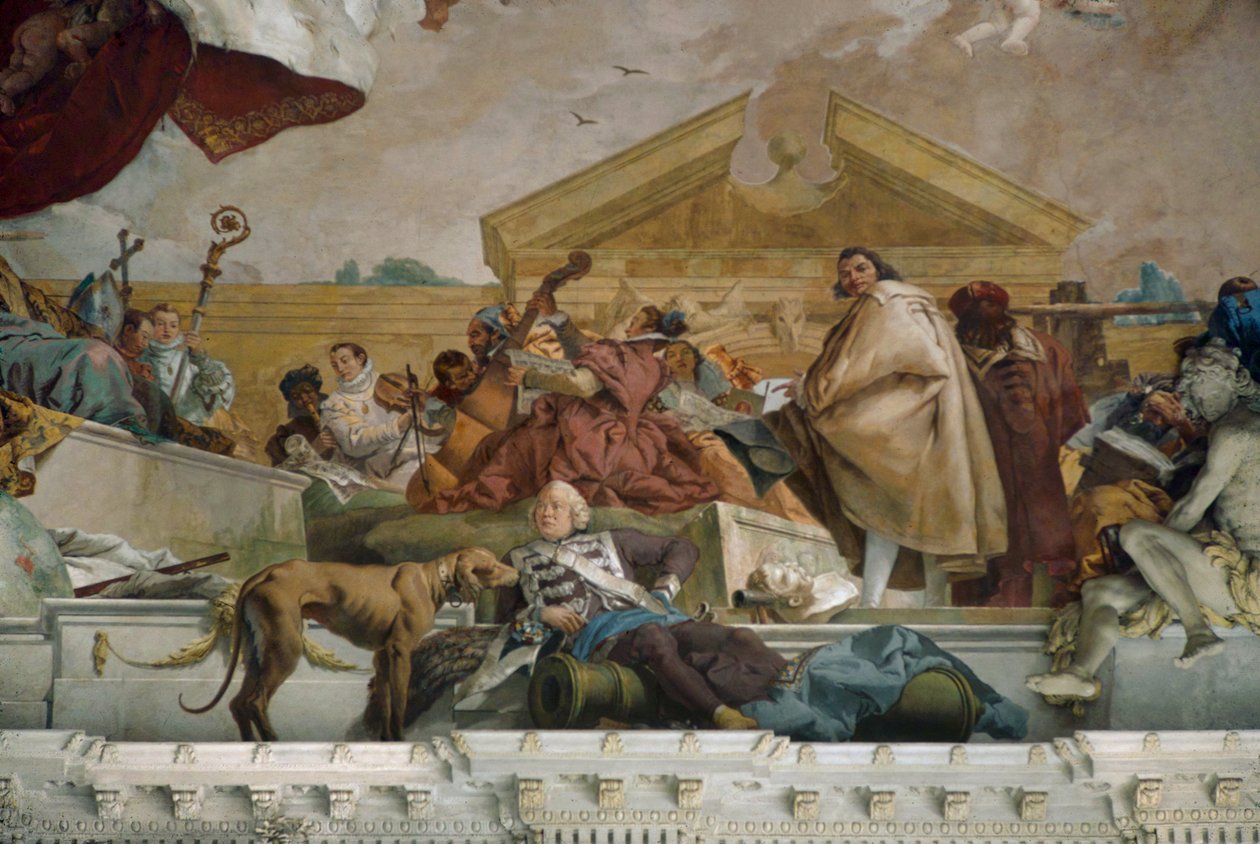 Európa, részlet a lépcsőház mennyezetfreskójából, Würzburgi püspöki rezidencia. ... (freskó) alkotó: Giovanni Battista (1696 1770) Tiepolo