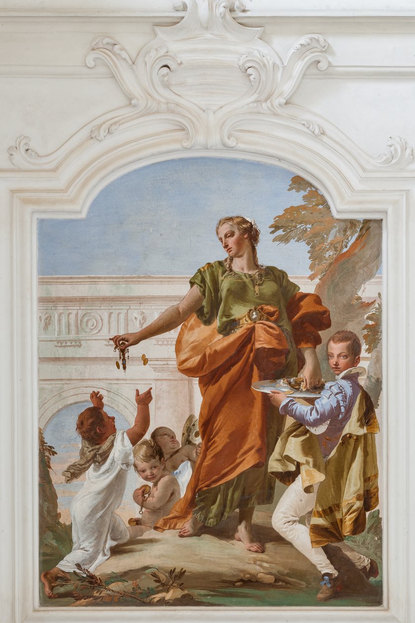 Nagylelkűség ajándékokat oszt alkotó: Giovanni Battista Tiepolo