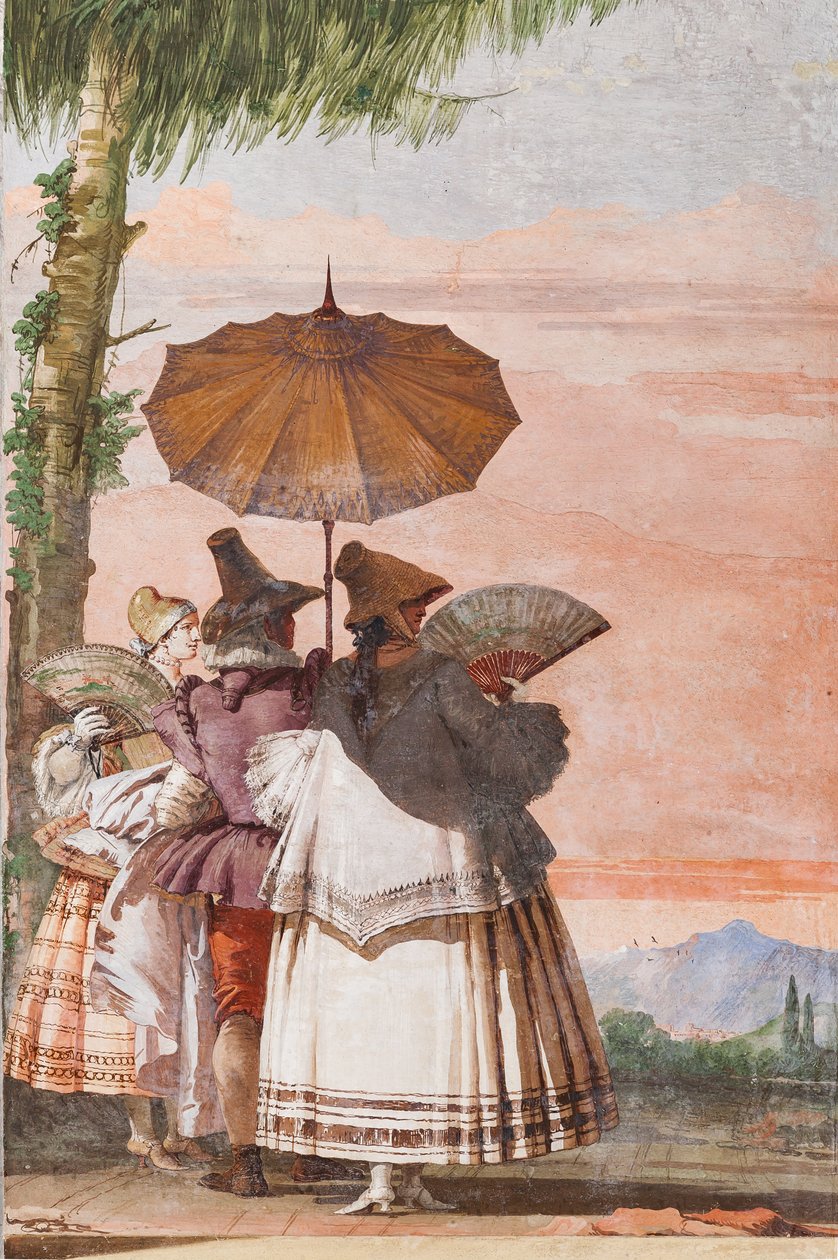 Vendégszállások, A hamis gótikus építészet szobája: "Nyári séta" alkotó: Giovanni Battista Tiepolo