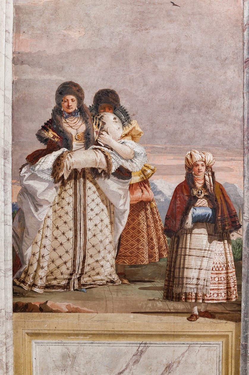 Vendégszállások, A hamis gótikus építészet szobája: "Téli séta" alkotó: Giovanni Battista Tiepolo