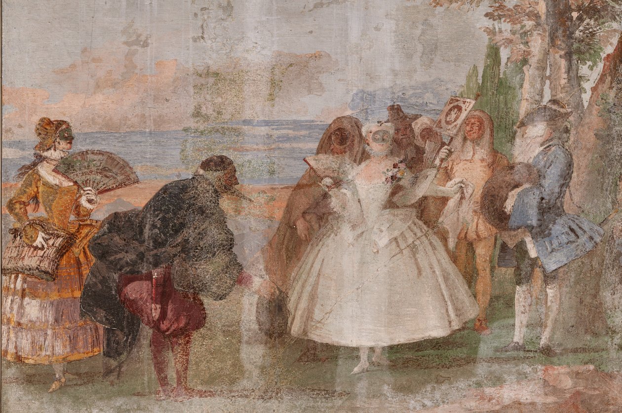 Vendégszálló, a karneváli jelenetek szobája: "Pantalone és Columbina", egy maszkos jelenet alkotó: Giovanni Battista Tiepolo