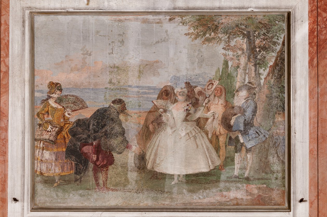Vendégszálló, a karneváli jelenetek szobája: "Pantalone és Columbina", egy maszkos jelenet alkotó: Giovanni Battista Tiepolo