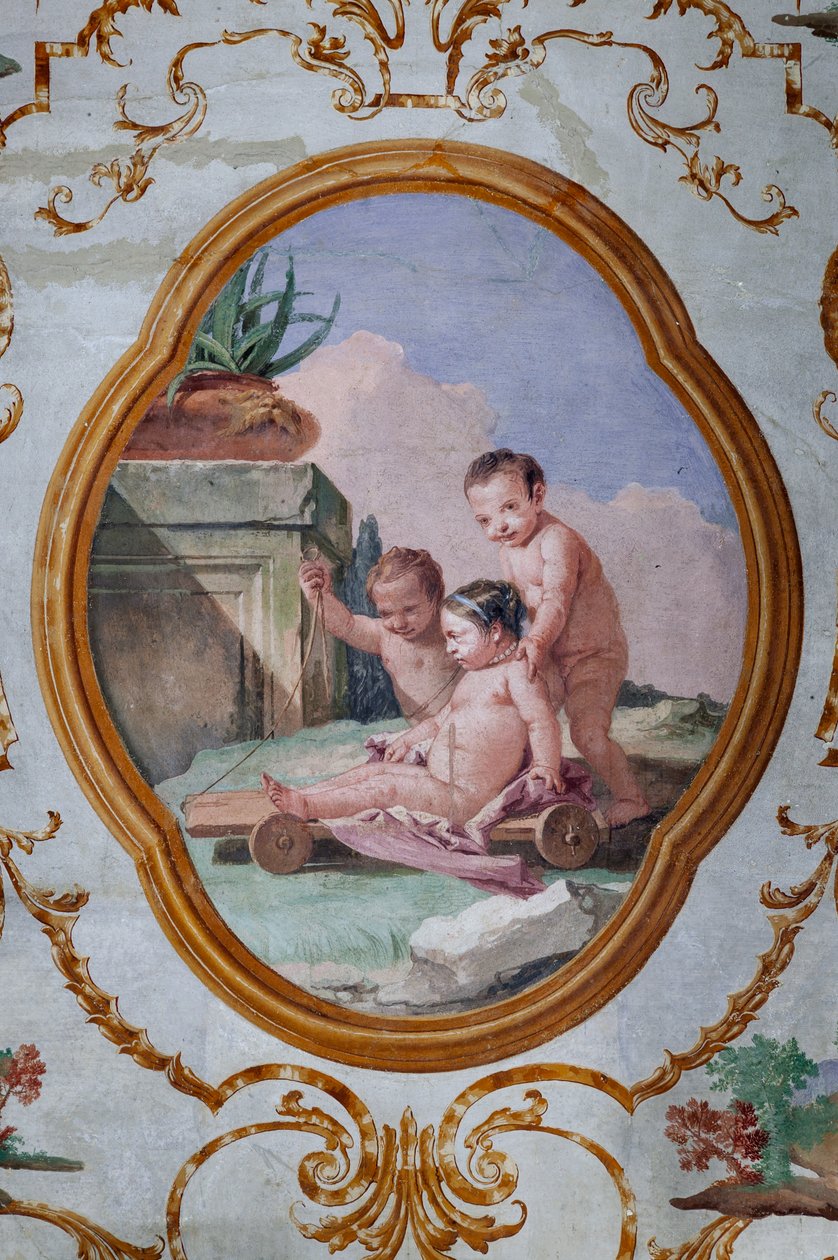 Vendégszálló, a Putti szobája, medál puttival: "Három putti és egy szekér" alkotó: Giovanni Battista Tiepolo