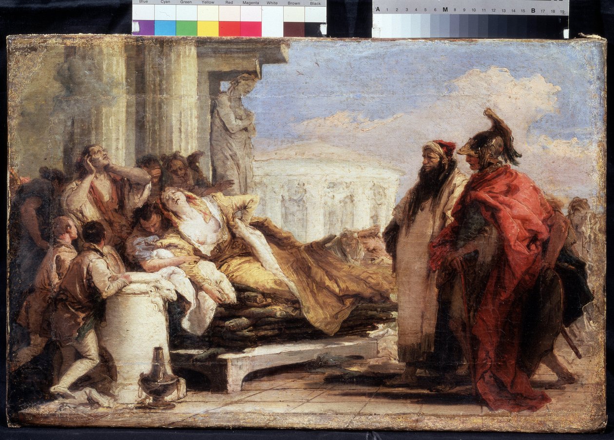 Dido halála (Didó halála). Giambattista Tiepolo (1696-1770) festménye. Olaj, vászon, 40 x 63 cm alkotó: Giovanni Battista Tiepolo