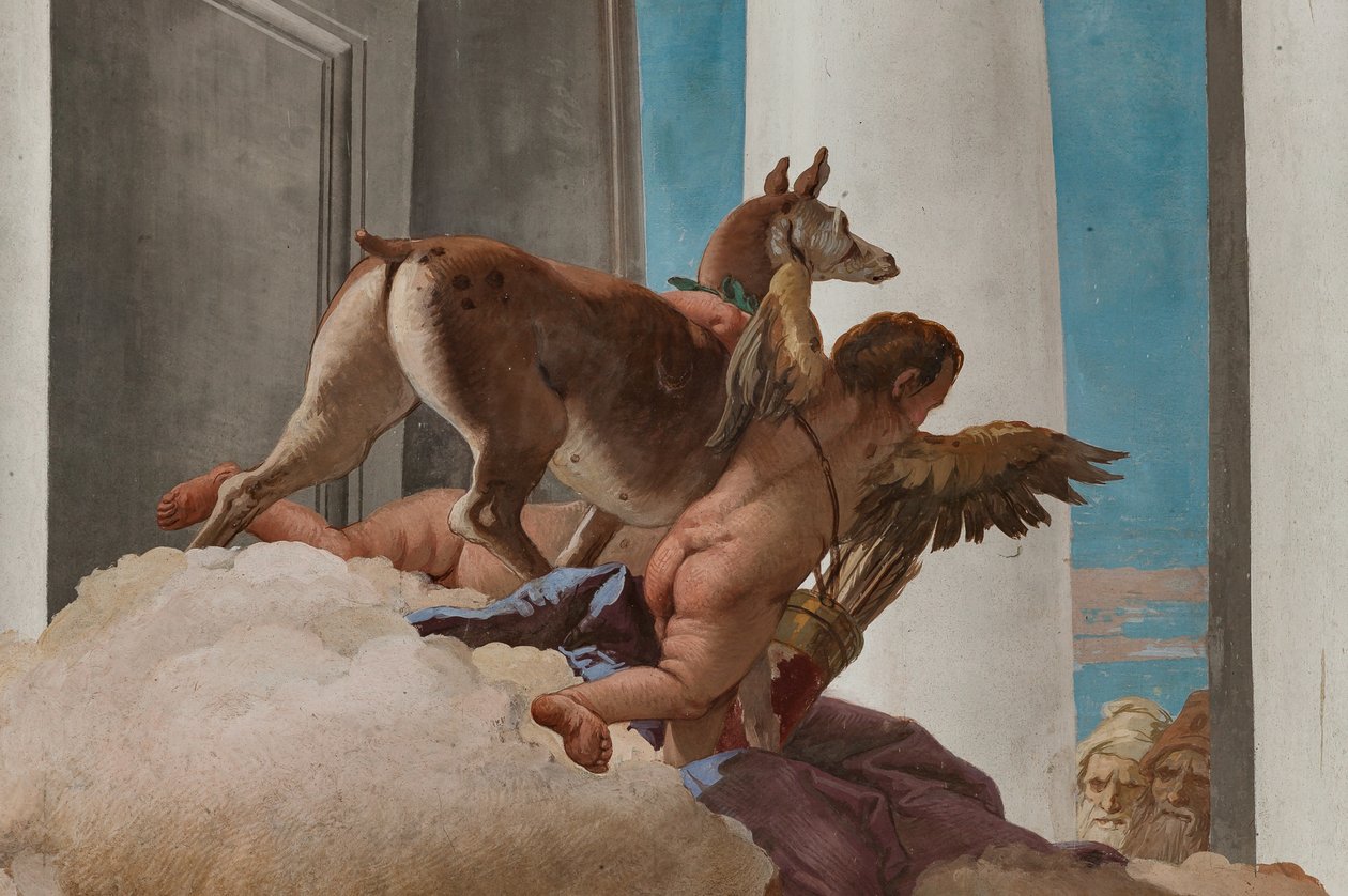 Palazzina (Kis épület), a bejárati hall: "Iphigenia áldozata", részlet az Artemisz által Iphigenia helyére küldött őzike alkotó: Giovanni Battista Tiepolo