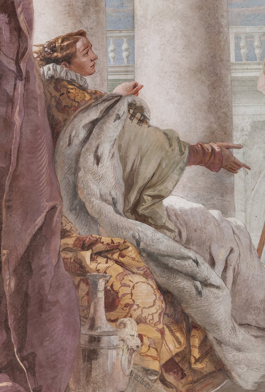 Palazzina (Kis épület), az Aeneis harmadik szobája: "Aeneas bemutatja Erost Didonének Ascanius képében", részlet alkotó: Giovanni Battista Tiepolo