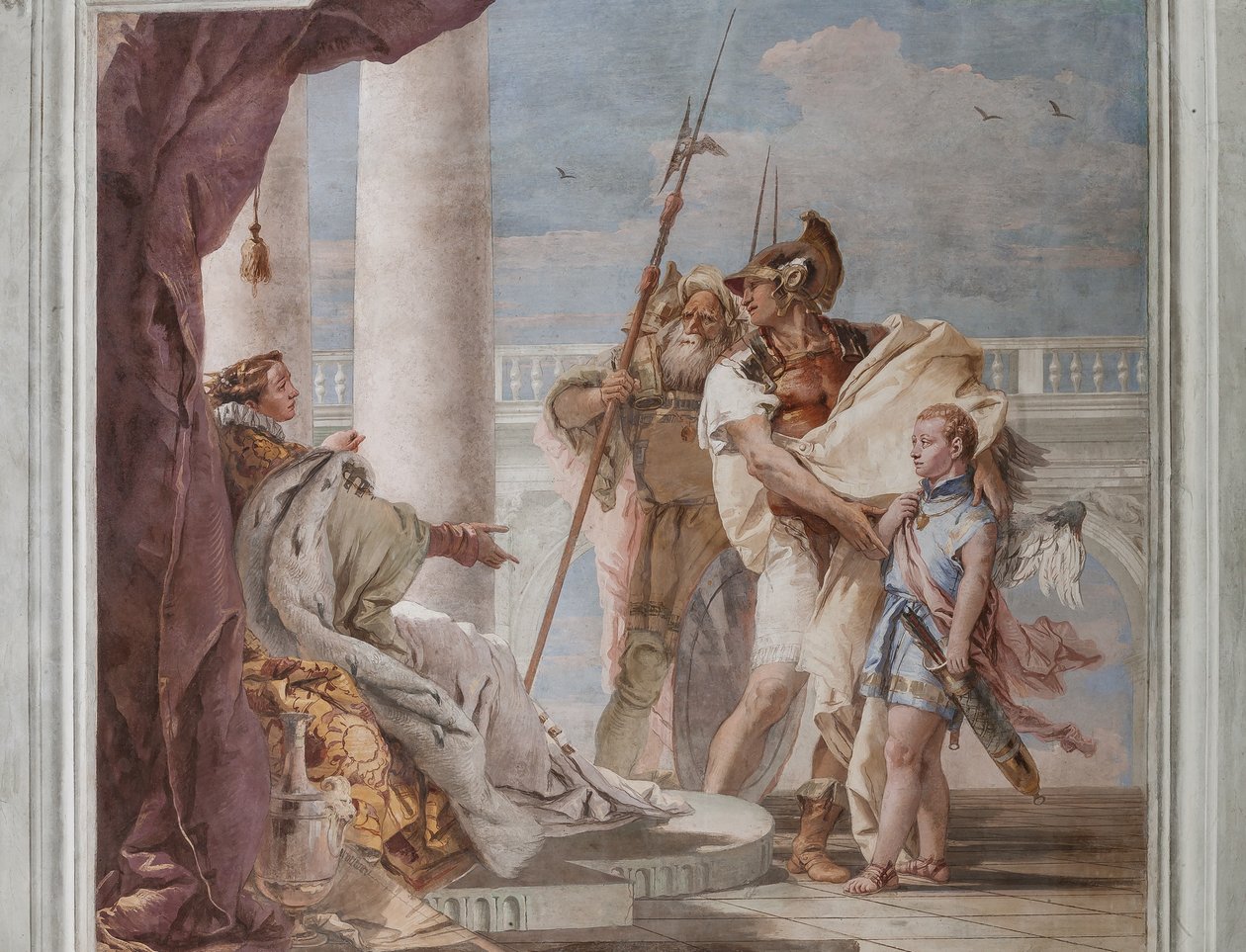 Palazzina (Kis épület), az Aeneis harmadik szobája: "Aeneas bemutatja Erost Didonének, Ascanius képmására" alkotó: Giovanni Battista Tiepolo